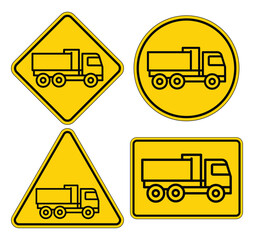 Truck Traffic Warning Signs Collection for Road Safety and Regulations