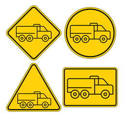 Collection of Truck Icons in Various Shapes and Colors for Warning Signs
