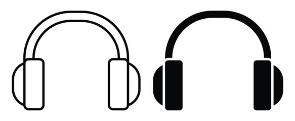 Outline and Solid Style Headphones Icons for Music and Audio Themes