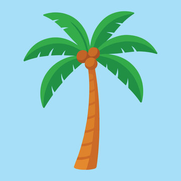 Cartoon palm tree vector icon. Isolated flat illustration of a tropical plant for prehistoric jungle landscapes