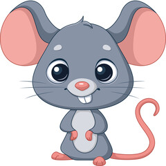 Grey Mouse Animal Cartoon Illustration