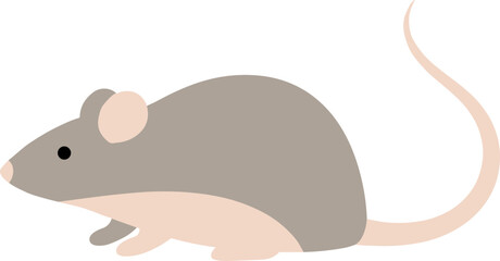 Simple Flat Cartoon Illustration of Cute Gray Mouse Animal Character