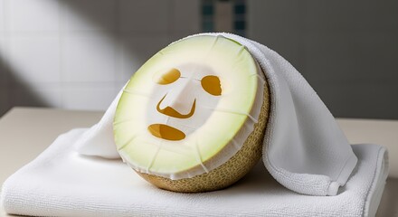 Fresh half avocado, cucumber, and melon fruit slices isolated on a white plate are a delicious, healthy snack