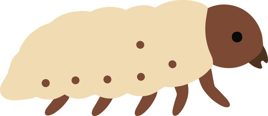 Simple Flat Style Termite Larva Cute Insect Pest Control Illustration