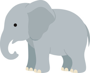 Flat Design Gentle Elephant Illustration in Soft Gray Colors