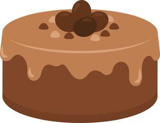 Flat Chocolate Cake with Ganache Drip and Berries Dessert Icon