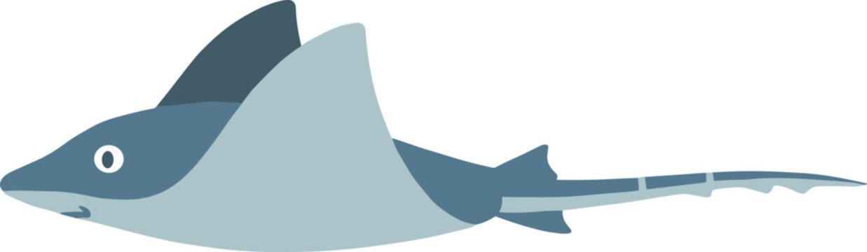 Simple Flat Graphic Bat Ray Sea Animal Wildlife Marine Illustration