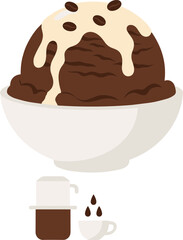 Minimalist Flat Illustration Vietnamese Ice Coffee With Condensed Milk and Coffee Filter