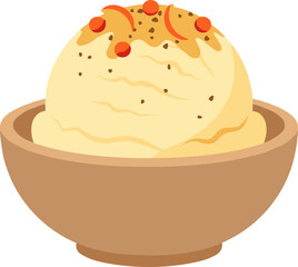 Simple Creamy Ice Cream Scoop in Bowl with Topping Dessert