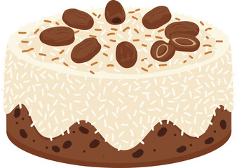 Simple Flat Date Topped Cake Dessert Sweet Food Design Illustration