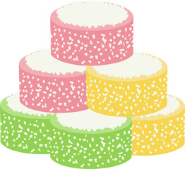 Flat Illustration Stack of Colorful Marshmallow Sweet Treat Confection Dessert