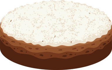 Simple Flat Style Coconut Cake Illustration Layered Sponge Dessert Icon