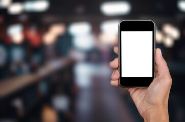 Digital online banking, phone with a blank screen