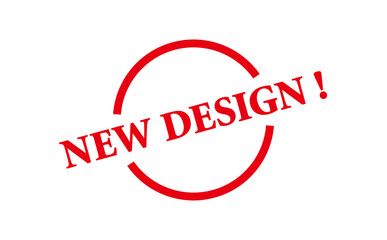 NEW DESIGN ! - NEW DESIGN ! text written on Red Rubber Stamp 
