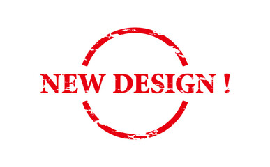 NEW DESIGN ! - NEW DESIGN ! text written on Red Rubber Stamp 
