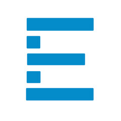 Modern geometric letter E logo design in blue color for technology and creative branding