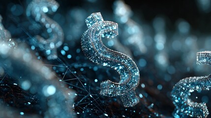 Digital Dollar Sign Glowing Network Technology Financial Concept Abstract Design
