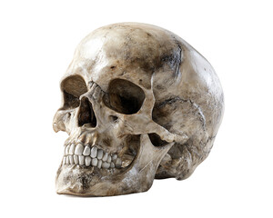 Obraz premium Detailed Anatomical Skull Close Up with Ivory Bone Texture and Transparent Background for Medical Illustration or Halloween Decoration, PNG