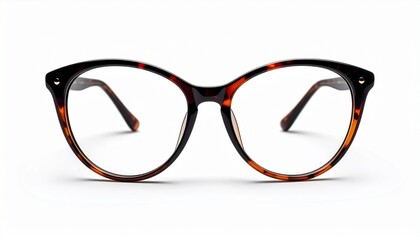 Black and Orange Round Eyeglasses with White Background Product Shot