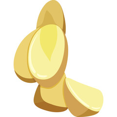 Golden Yellow Abstract Shape with Soft Lighting and Gentle Curves on Transparent Background