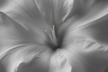 Elegant flower center in greyscale, delicate petals open