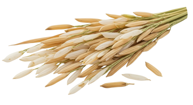 Gold macro ears of wheat isolated on white background, a symbol of food and agriculture for making bread from grain or cereal crop