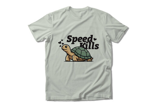 Cute Turtle Illustration Speed Kills Funny T Shirt Template