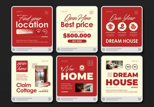 Modern Real Estate Social Media Post Template for Property Promotion Marketing