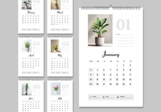 Modern Wall Calendar 2026 Template with Minimalist Layout