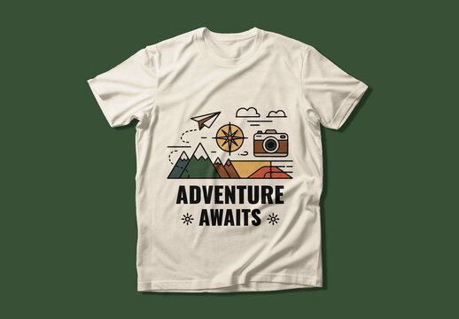 Editable Adventure Awaits T Shirt Design Layout