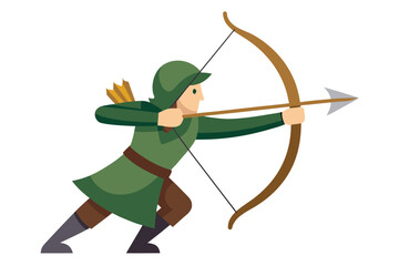 Archer aiming with bow and arrow sport concept