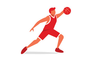 Basketball player shooting the ball in a flat vector style