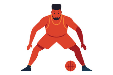 Basketball player dribbling the ball in a flat vector style