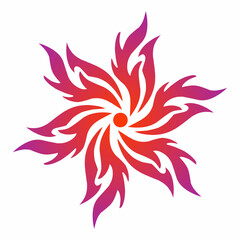Flaming Spiral Sun Symbol with Red and Purple Gradient