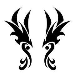 Abstract Tribal Wings or Feather Pattern Vector Design Element