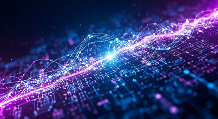 Futuristic Digital Data Stream Visualization Dynamic Abstract Representation of Advanced Technology, AI Networks, and Information Flow in a Vibrant Cyber Landscape