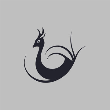 Silhouette style minimal muntjac deer t-shirt design featuring elegant black vector art of a deer, perfect for wildlife lovers, forest explorers, nature enthusiasts, minimalist fashion fans, and moder