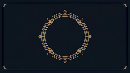 Ornate Decorative Border Circular Design with Geometric Patterns and Elegant Art Nouveau Style Featuring Vintage Background Template with Intricate Floral Motifs and Gold Detailing on Dark Background