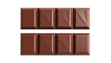 Two stacked milk chocolate bars, each divided into four segments, isolated against a stark black background