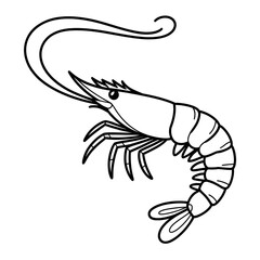 vector illustration of a shrimp coloring page 