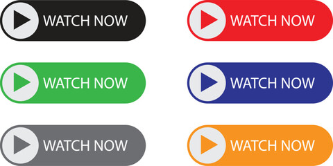 Watch video buttons. Watch video vector buttons isolated with white background