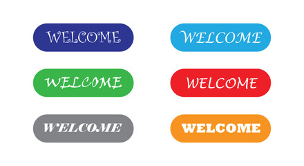 Welcome” text designs in multiple fonts and styles. Welcome