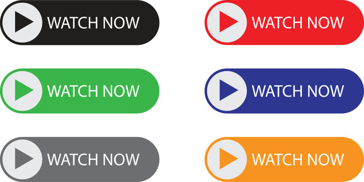Watch video buttons. Watch video vector buttons isolated with white background
