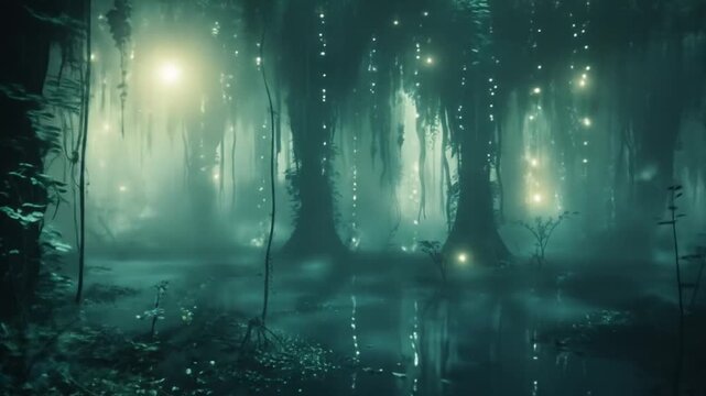 Mysterious Forest With floating trees Videos