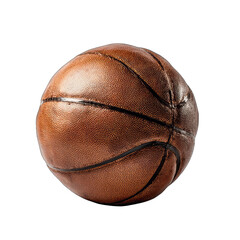 Close-up of a vintage-look brown leather basketball