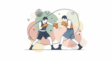 A boxing man with flat style graphic