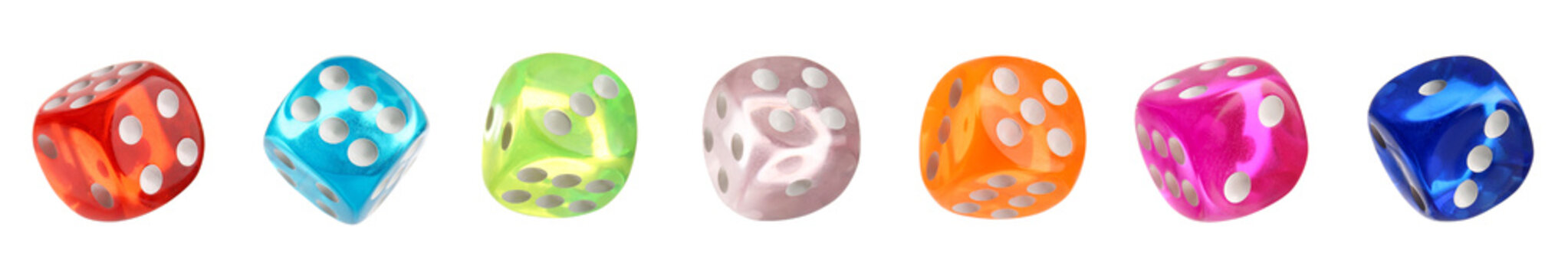 Set of colorful dices on white background