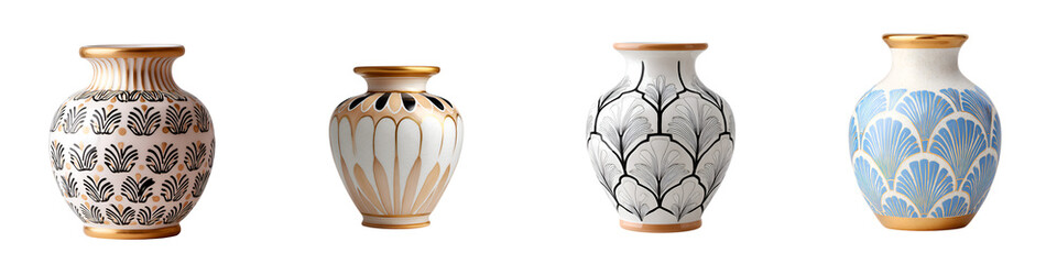 Elegant Vase Collection with Decorative Art Patterns