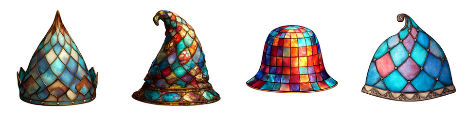 Fantasy Witch Hats with Stained Glass Texture