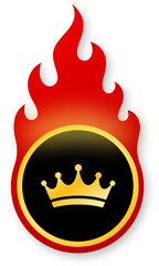 Shiny Gold Crown Icon on Fire for Black Friday VIP and Premium Deals